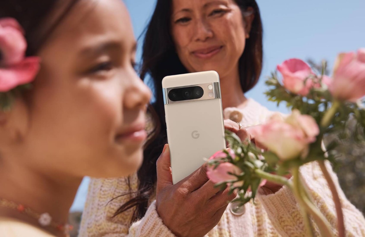 Image of a person holding a Google Pixel device